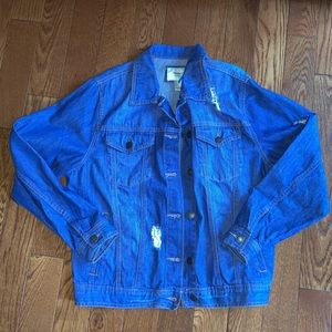 Forever 21 Oversized Distressed Denim Jean Jacket